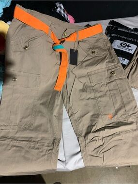 Cargo Utility Pants with Orange Contrast Belt - Women's